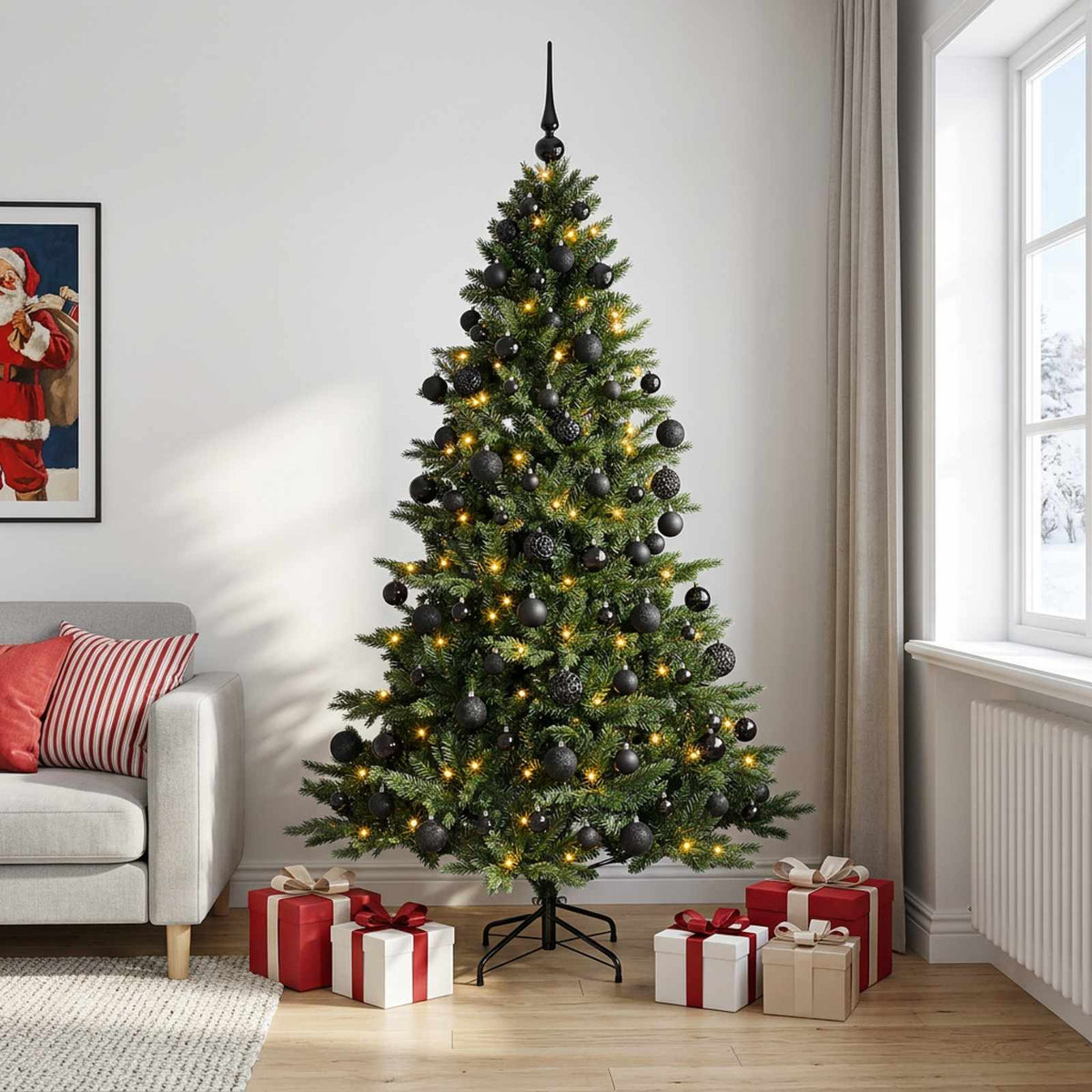 Artificial Christmas Tree with Bauble 210 cm 300 LEDs