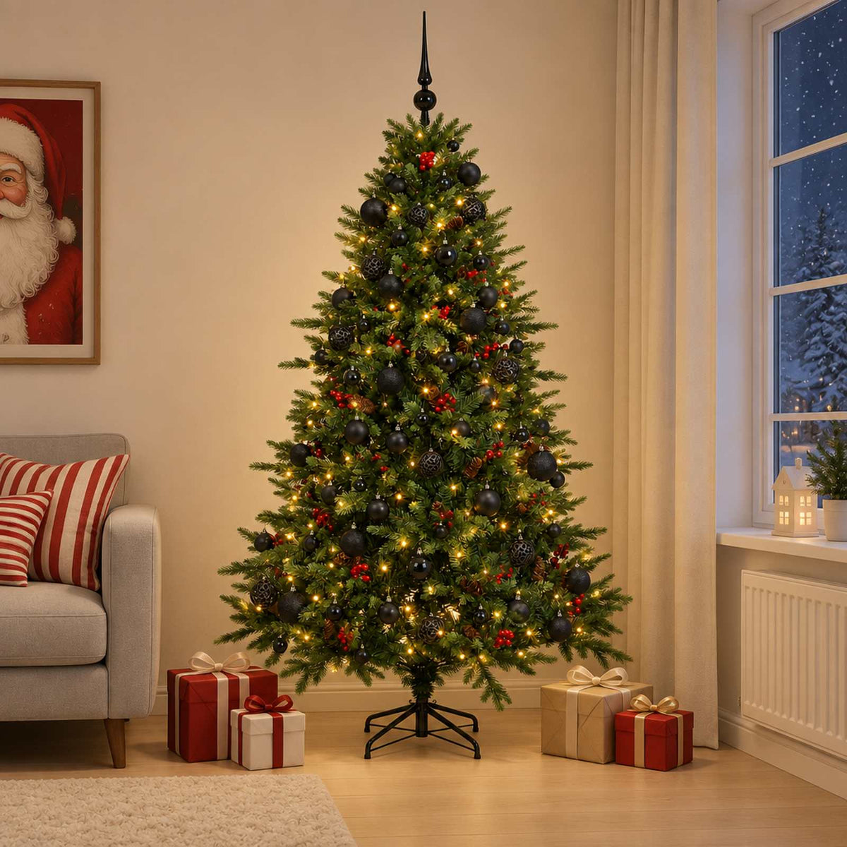 Artificial Christmas Tree with Bauble 180 cm 300 LEDs