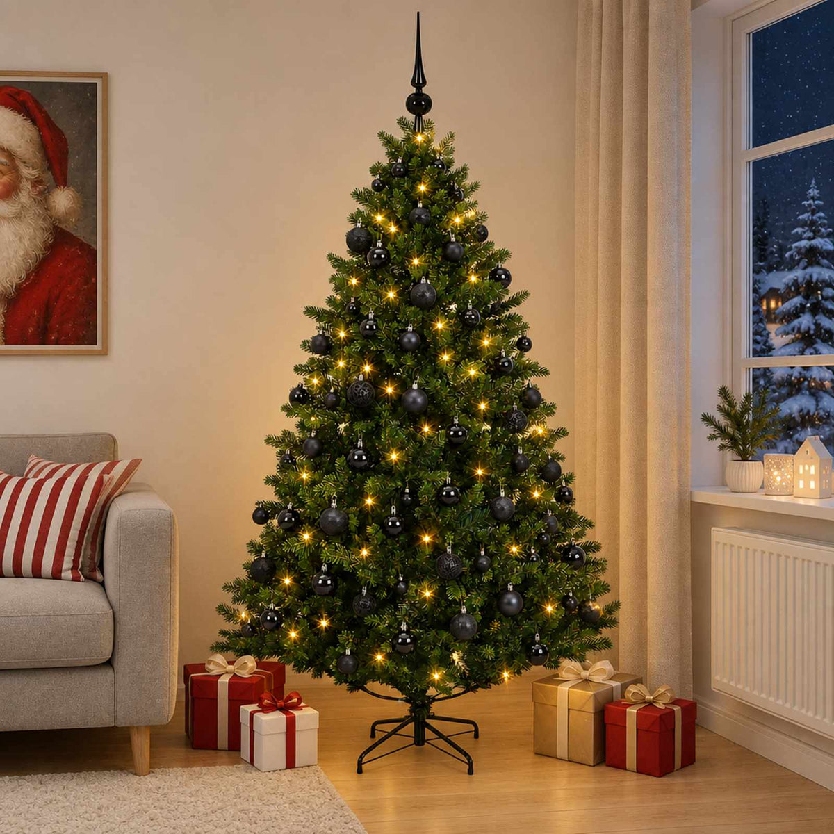 Artificial Christmas Tree with Bauble 210 cm 300 LEDs