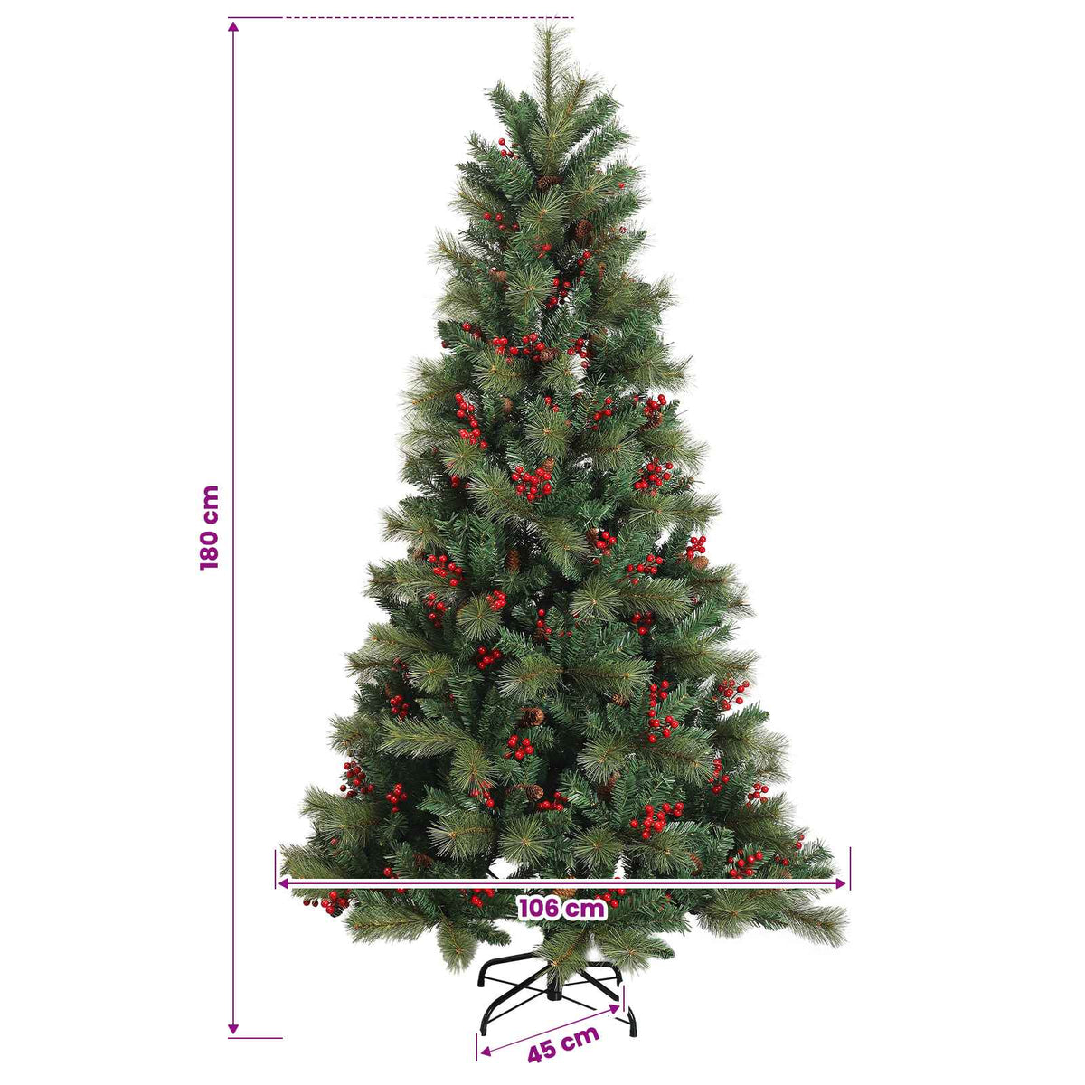 Artificial Christmas Tree with Bauble 180 cm 300 LEDs