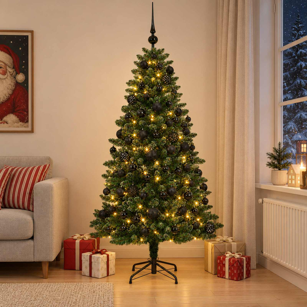 Artificial Christmas Tree with Bauble 210 cm 300 LEDs