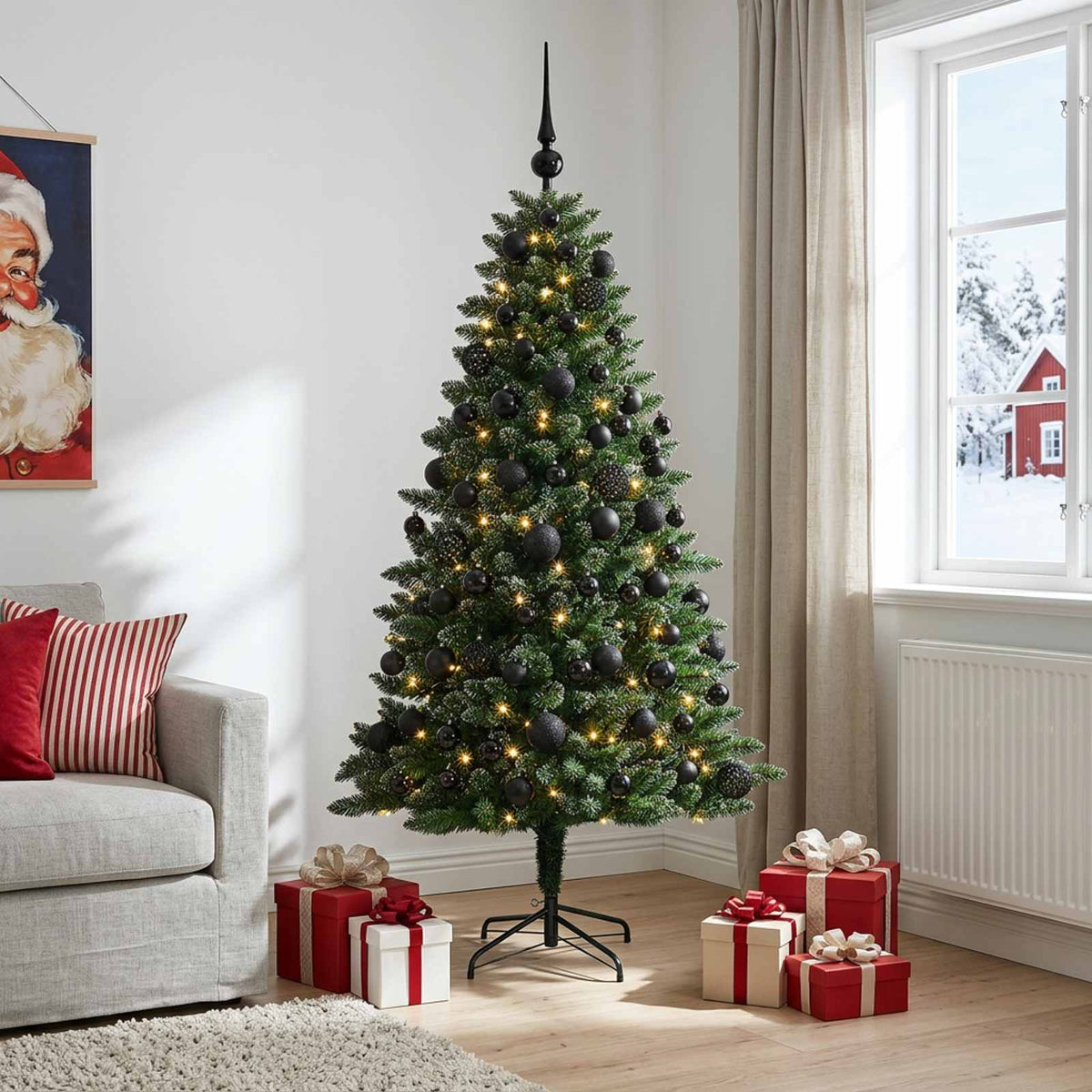 Artificial Christmas Tree with Bauble 210 cm 300 LEDs