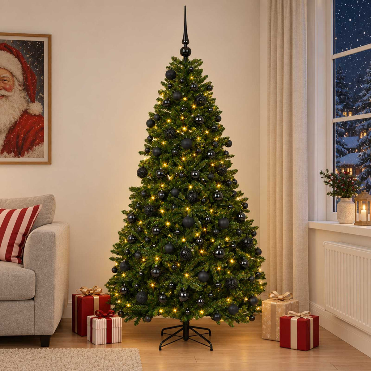 Artificial Christmas Tree Mid-green with Bauble 240 cm 300 LEDs