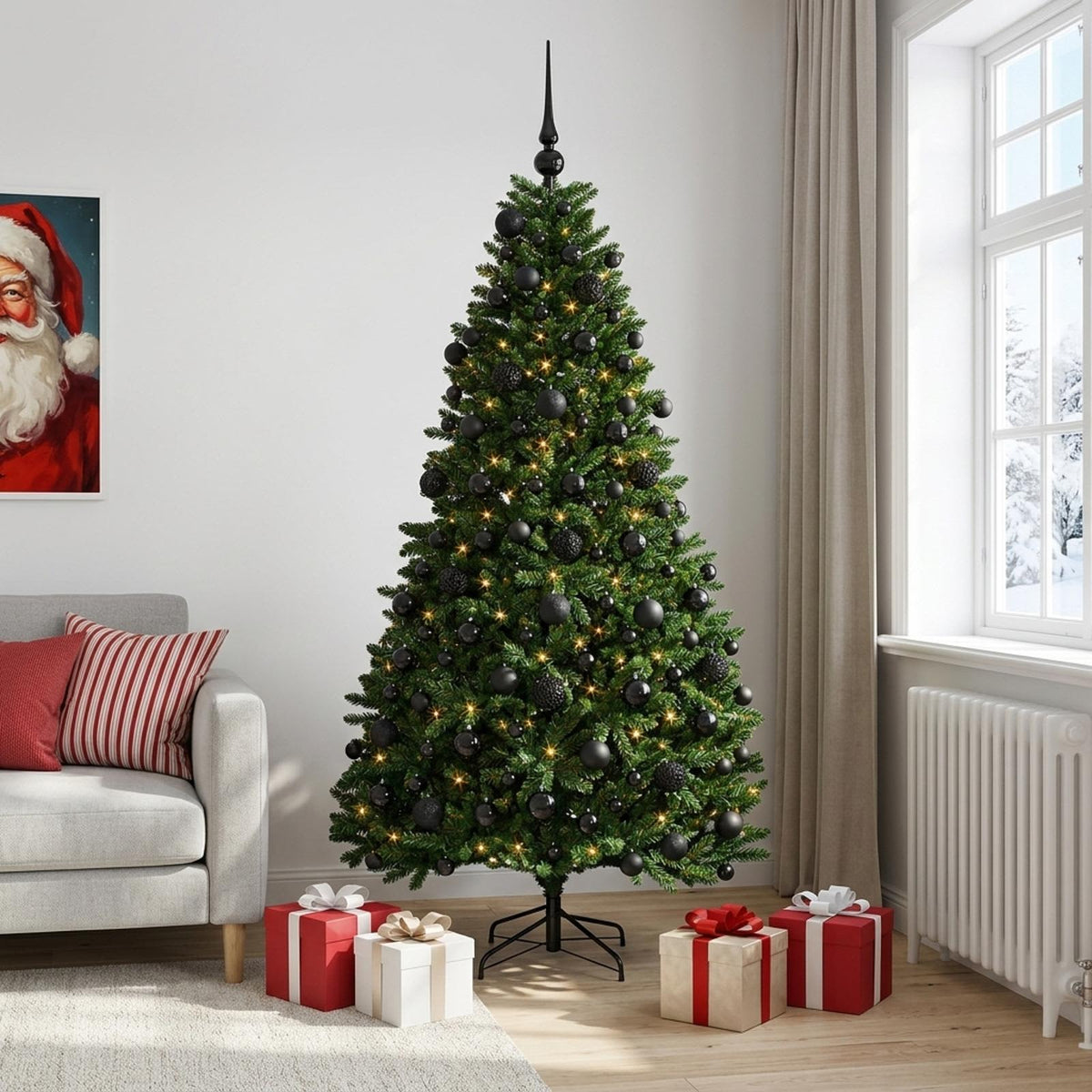 Artificial Christmas Tree Mid-green with Bauble 240 cm 300 LEDs
