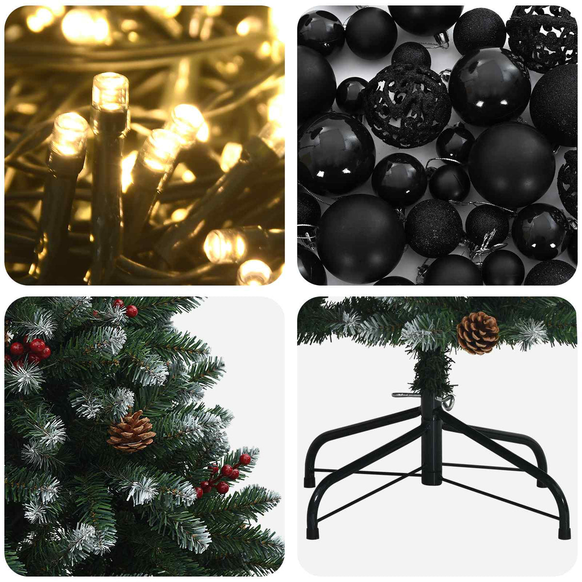 Artificial Christmas Tree Green with Bauble 210 cm 300 LEDs