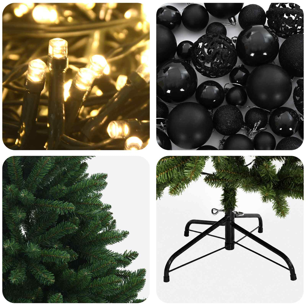 Artificial Christmas Tree Mid-green with Ornament 210 cm