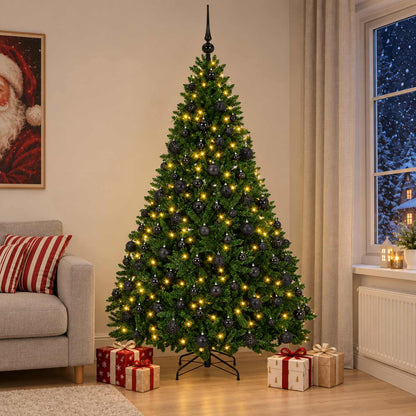 Artificial Christmas Tree Mid-green with Ornament 210 cm