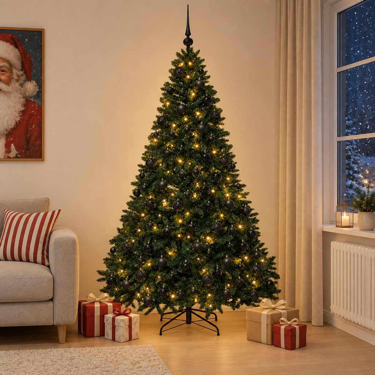 Artificial Christmas Tree Dark Green with Bauble 240 cm