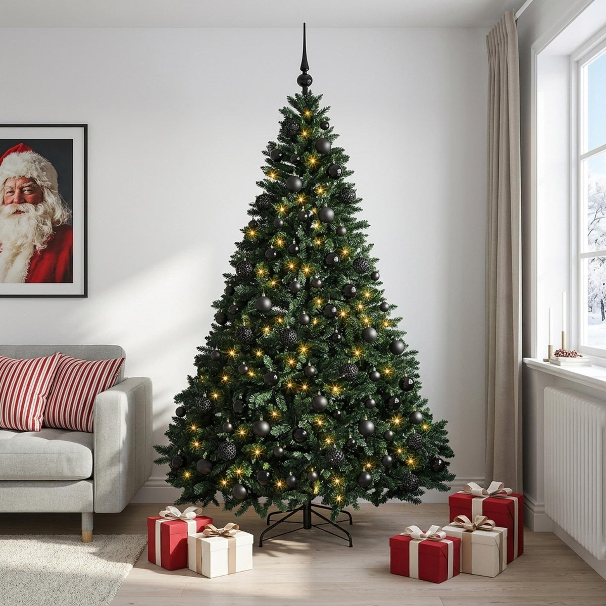 Artificial Christmas Tree Dark Green with Bauble 240 cm