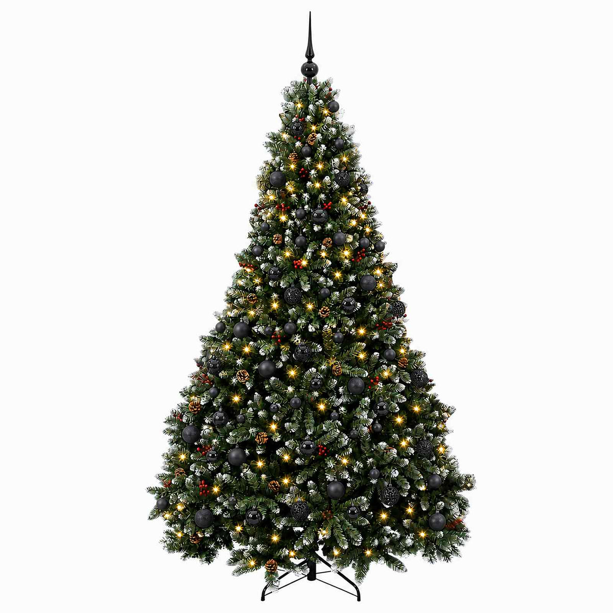 Green Artificial Christmas Tree with Baubles 180 cm 300 LEDs