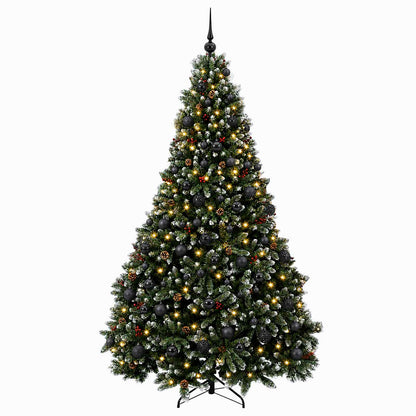 Green Artificial Christmas Tree with Baubles 180 cm 300 LEDs