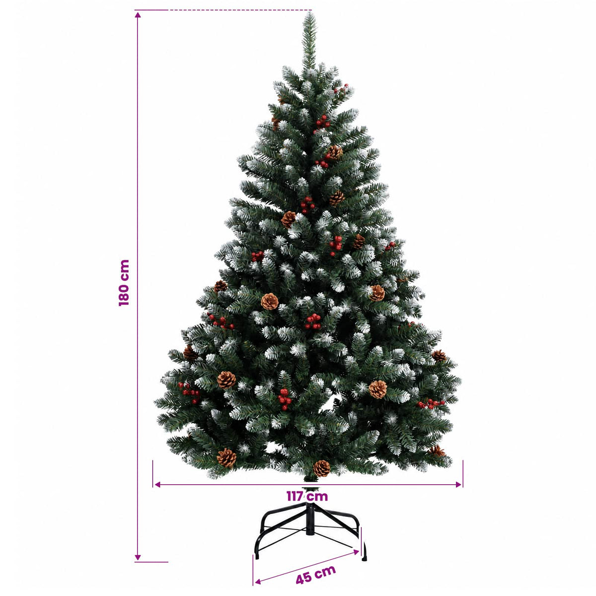 Green Artificial Christmas Tree with Baubles 180 cm 300 LEDs