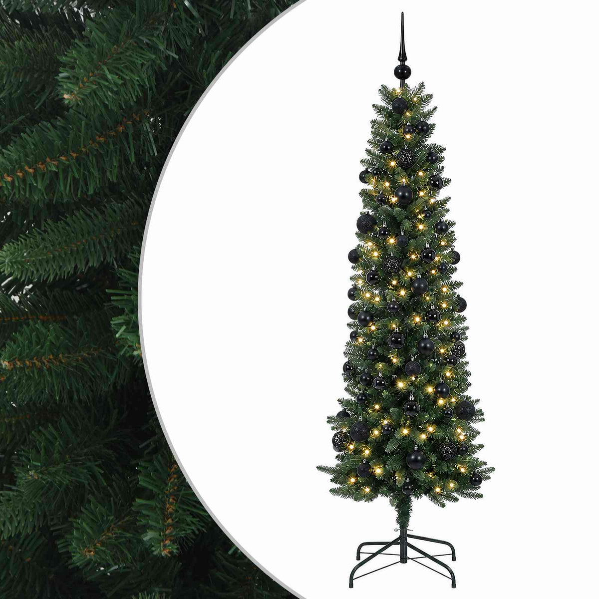 Artificial Slim Christmas Tree with Bauble 210 cm 300 LEDs