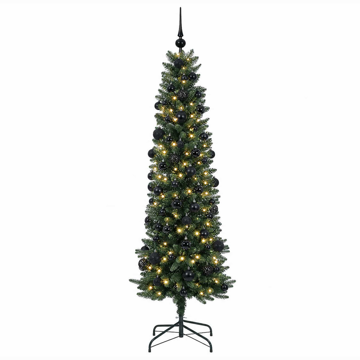 Artificial Slim Christmas Tree with Bauble 210 cm 300 LEDs