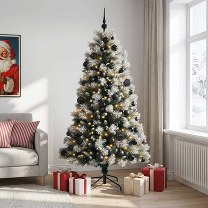 Artificial Hinged Christmas Tree with Baubles 210 cm 300 LEDs