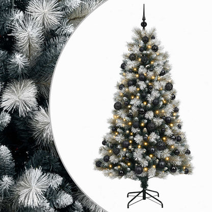 Artificial Hinged Christmas Tree with Baubles 180 cm 300 LEDs