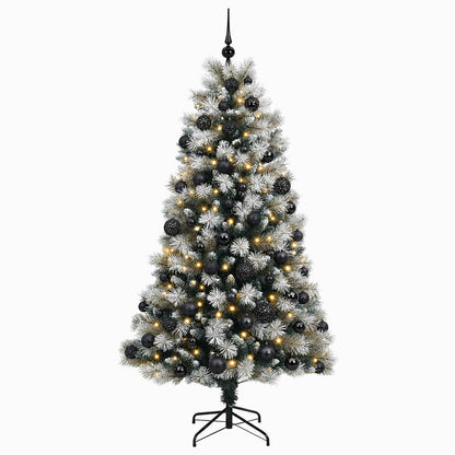 Artificial Hinged Christmas Tree with Baubles 180 cm 300 LEDs