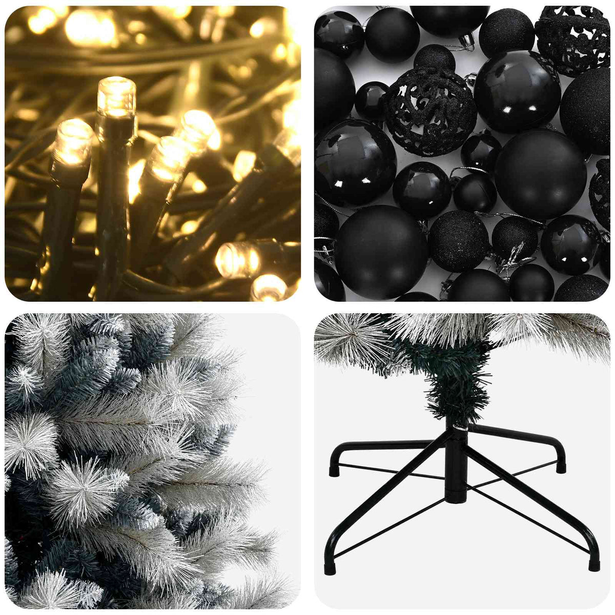 Artificial Hinged Christmas Tree with Baubles 210 cm 300 LEDs