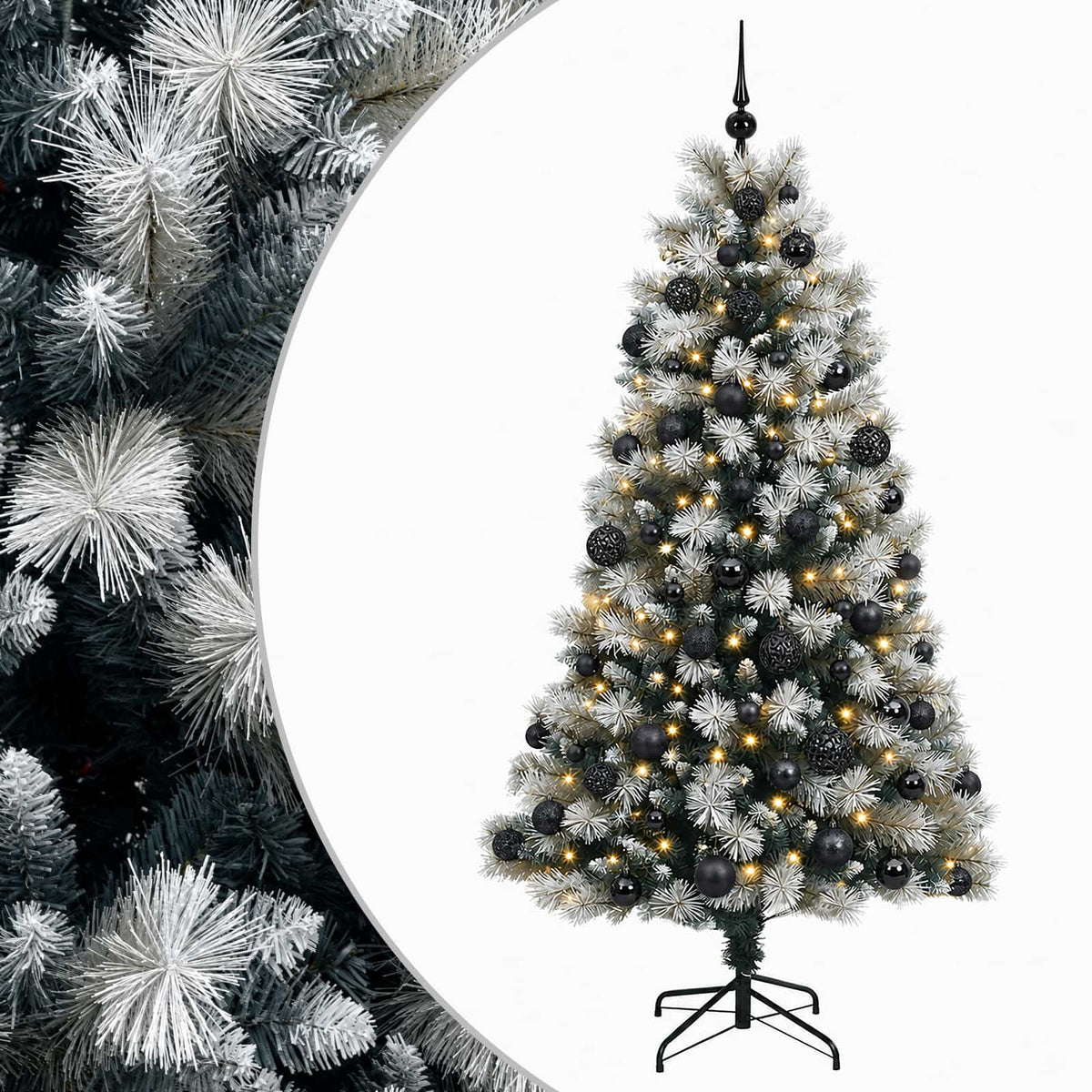 Artificial Hinged Christmas Tree with Baubles 210 cm 300 LEDs