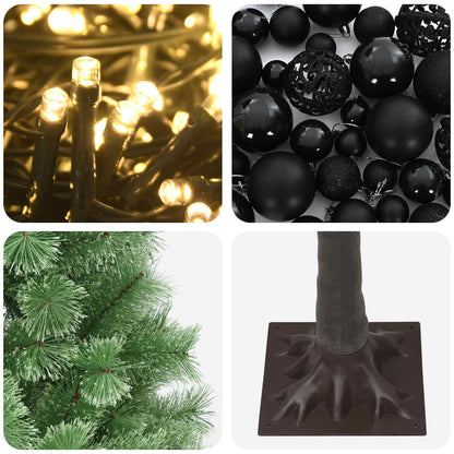 Artificial Hinged Christmas Tree with Baubles 180 cm 300 LEDs