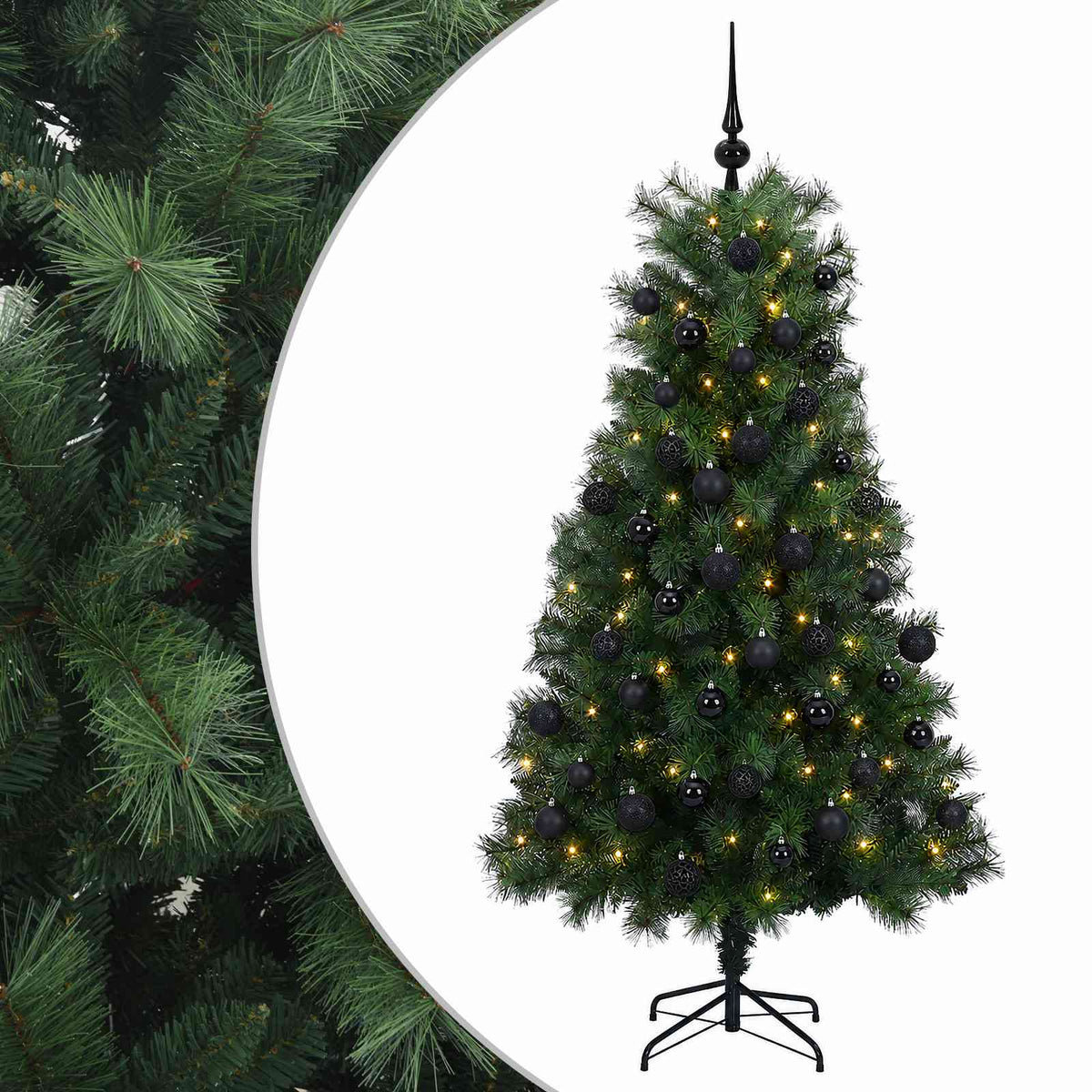 Artificial Hinged Christmas Tree with Baubles 180 cm 300 LEDs