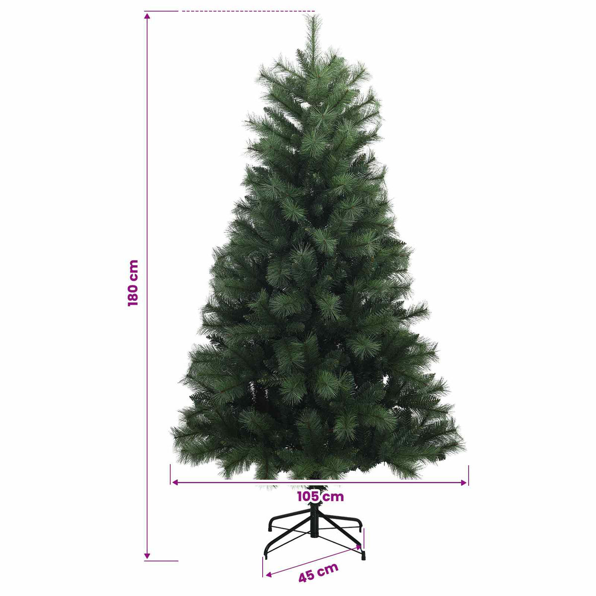 Artificial Hinged Christmas Tree with Baubles 180 cm 300 LEDs