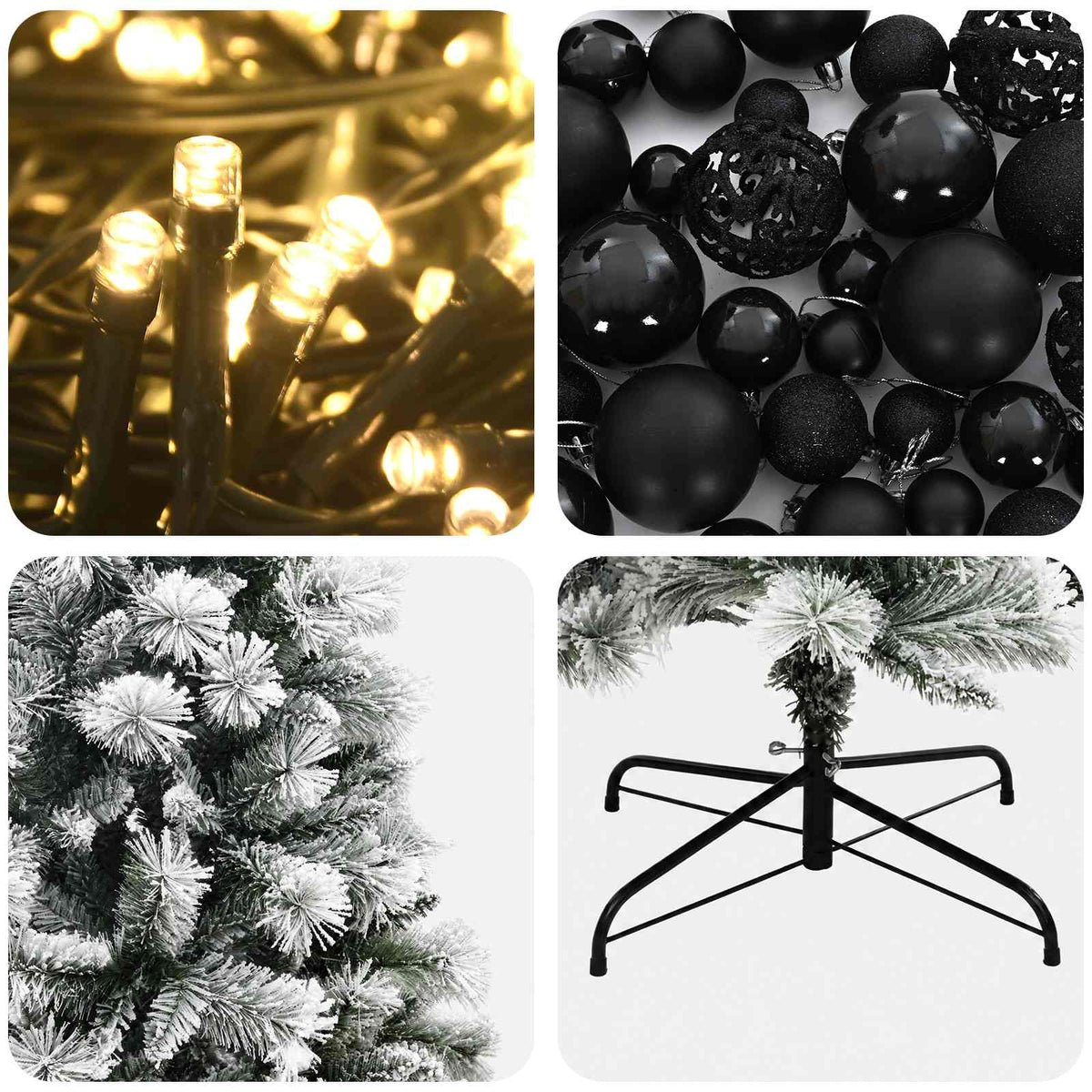 Artificial Hinged Christmas Tree with Baubles 180 cm 300 LEDs