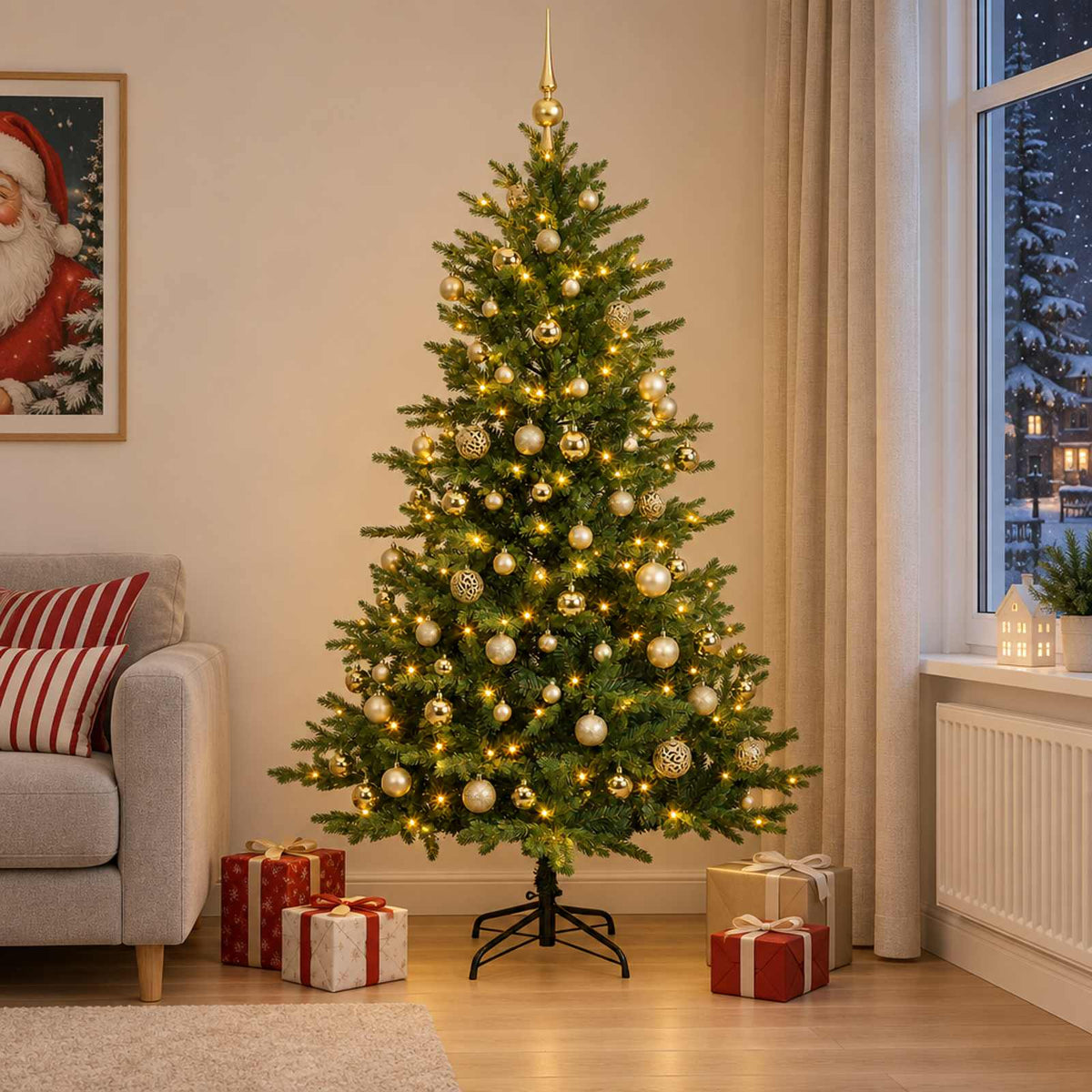 Artificial Christmas Tree with Bauble 210 cm 300 LEDs