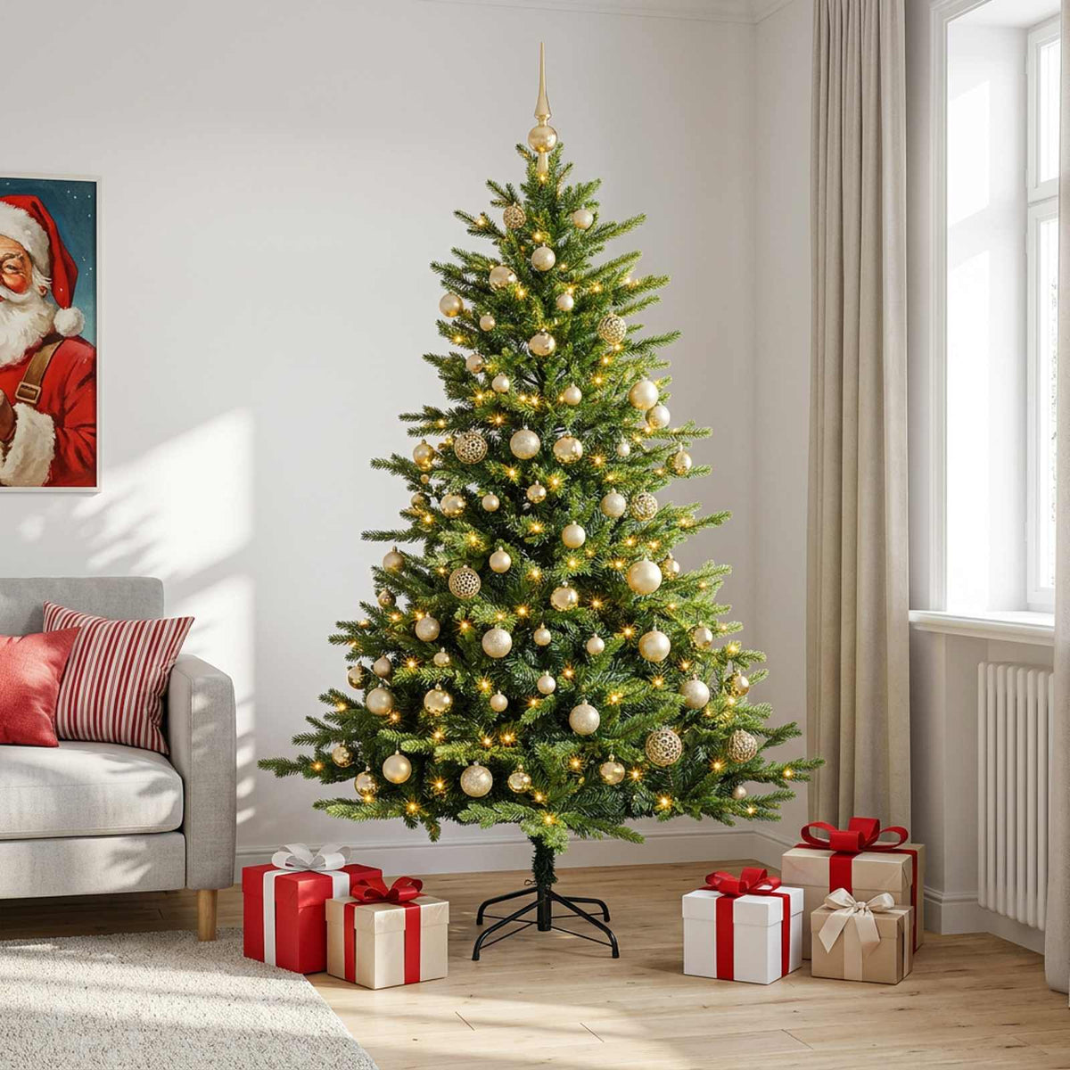 Artificial Christmas Tree with Bauble 210 cm 300 LEDs