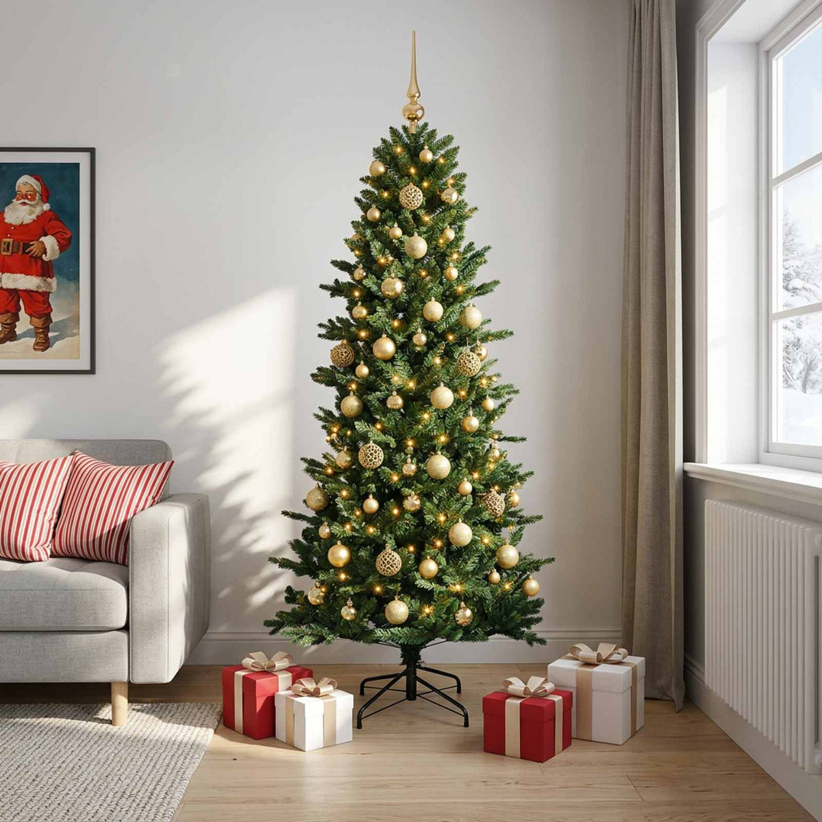 Artificial Christmas Tree with Bauble 210 cm 300 LEDs