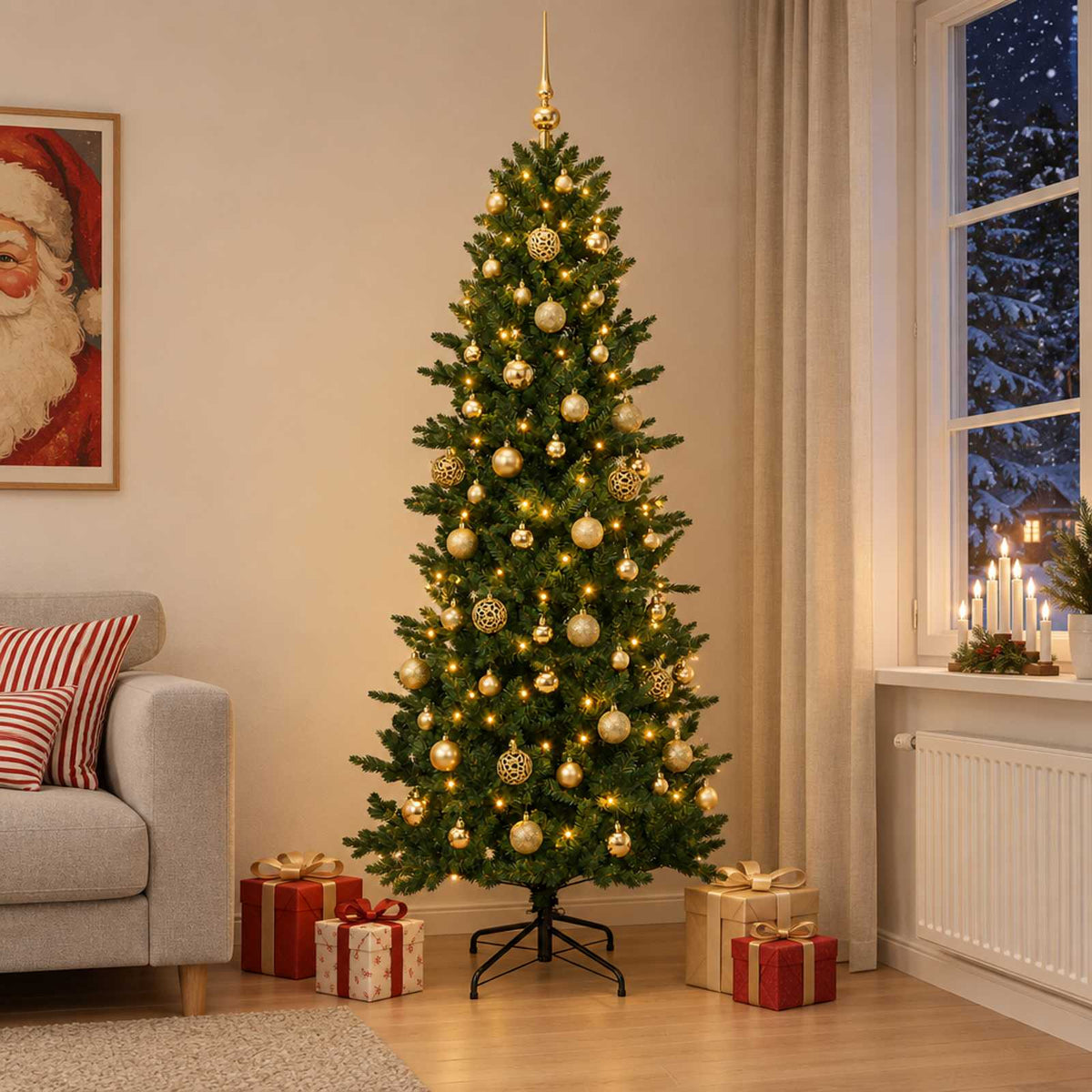 Artificial Christmas Tree with Bauble 210 cm 300 LEDs