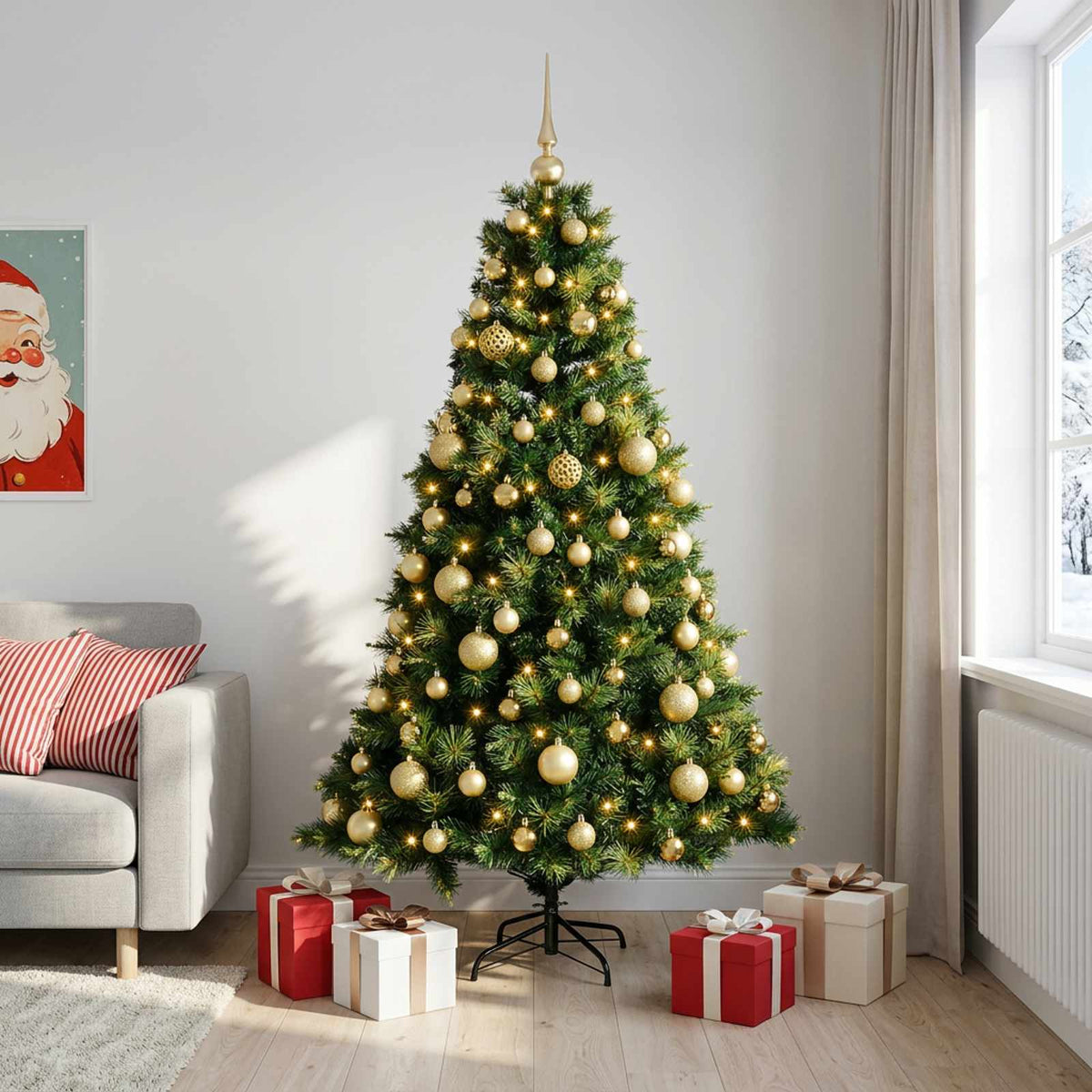 Artificial Christmas Tree with Bauble 210 cm 300 LEDs