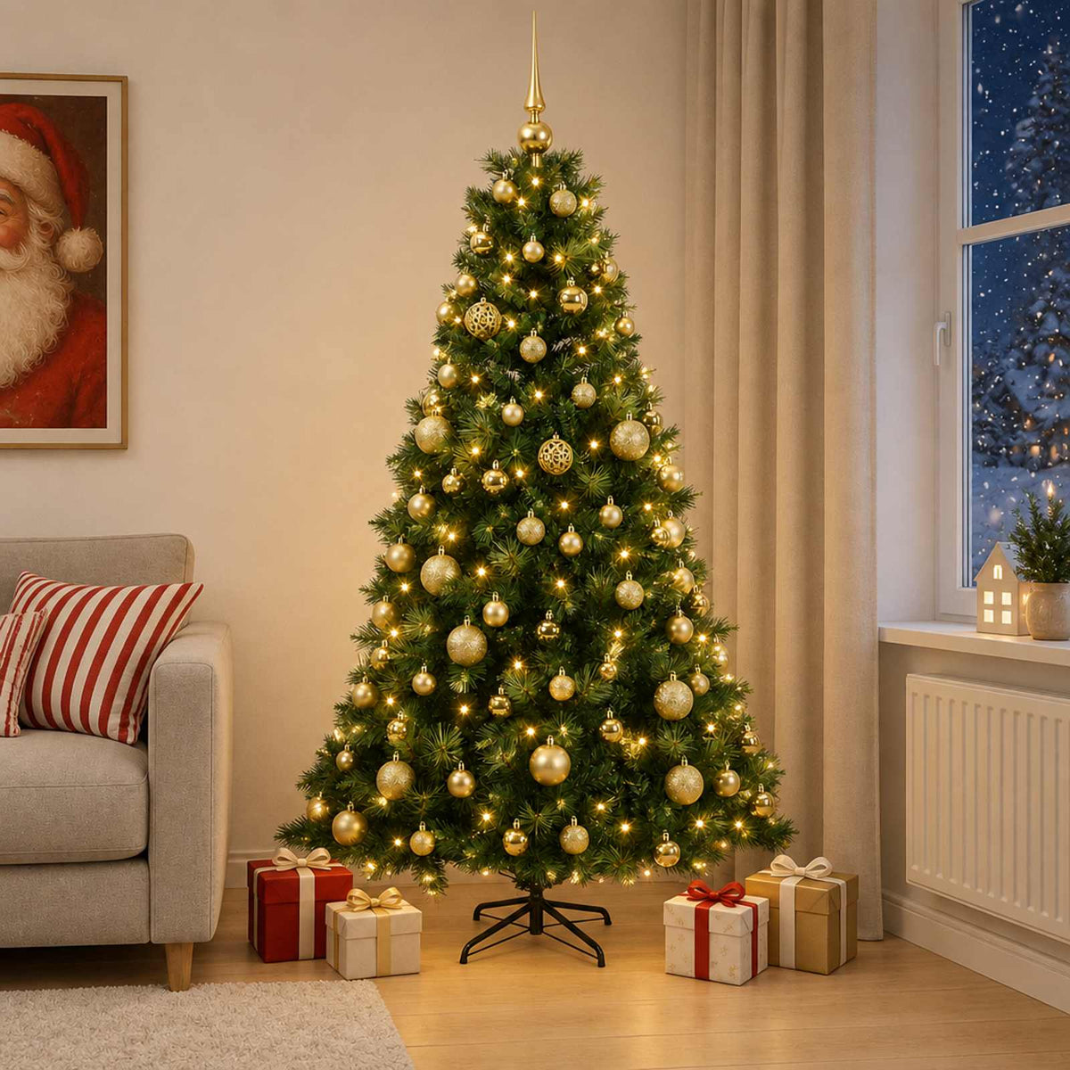 Artificial Christmas Tree with Bauble 210 cm 300 LEDs