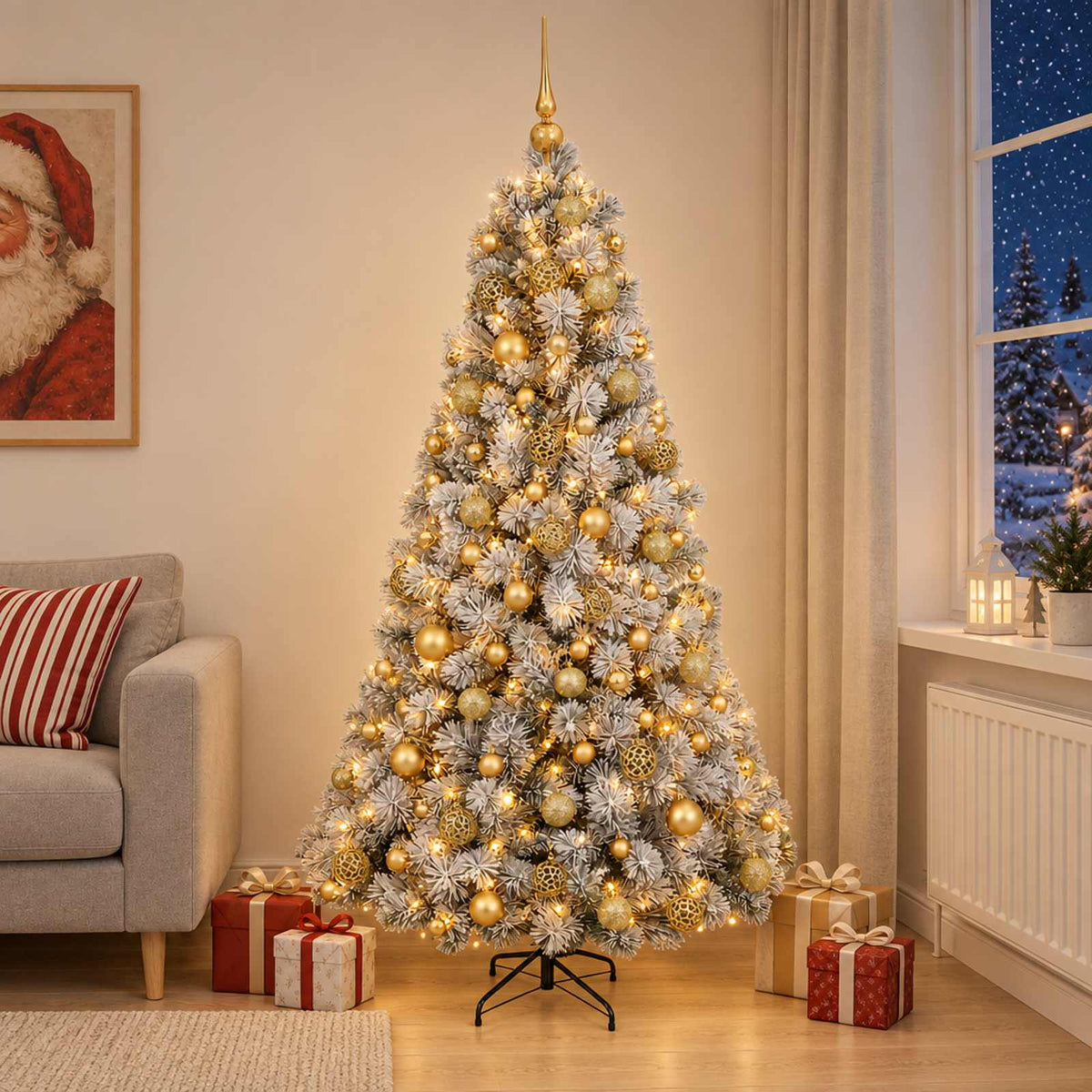 Artificial Christmas Tree with Bauble 210 cm 300 LEDs