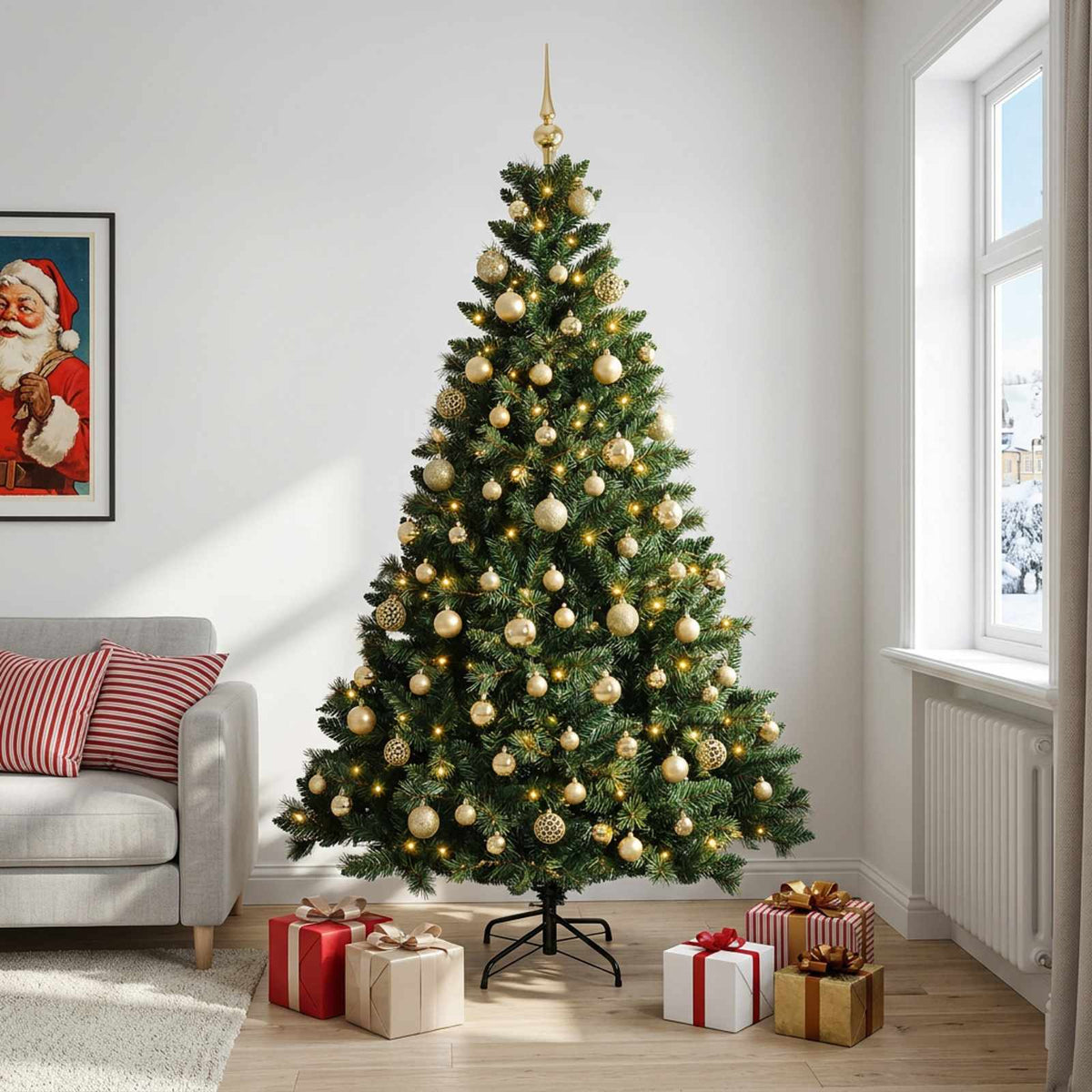 Artificial Christmas Tree with Bauble 180 cm 300 LEDs