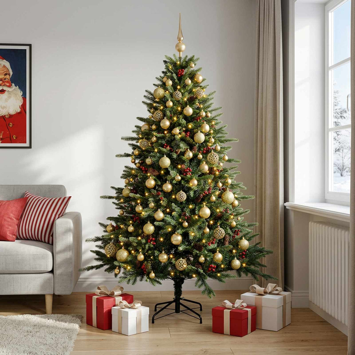 Artificial Christmas Tree with Bauble 180 cm 300 LEDs