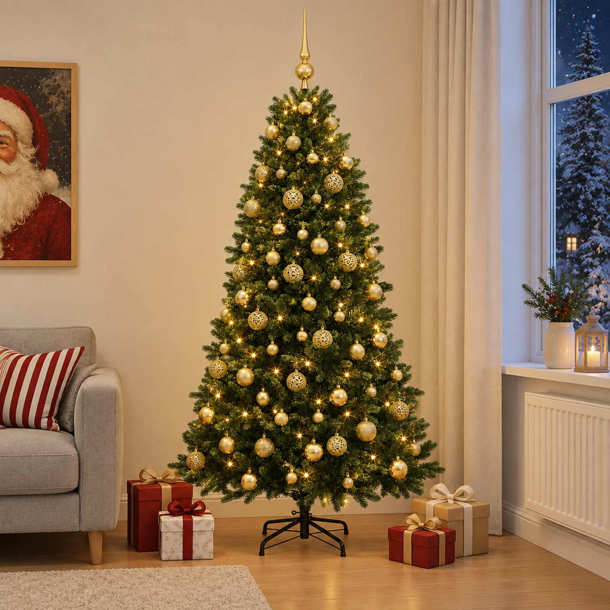 Artificial Christmas Tree with Bauble 180 cm 300 LEDs