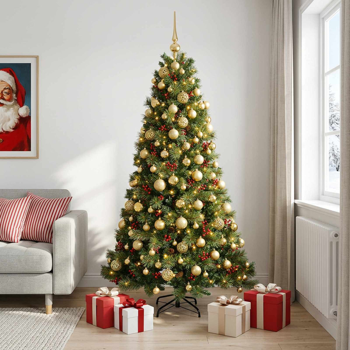 Artificial Christmas Tree with Bauble 210 cm 300 LEDs