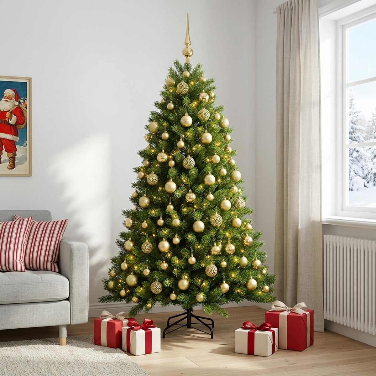 Artificial Christmas Tree with Bauble 210 cm 300 LEDs