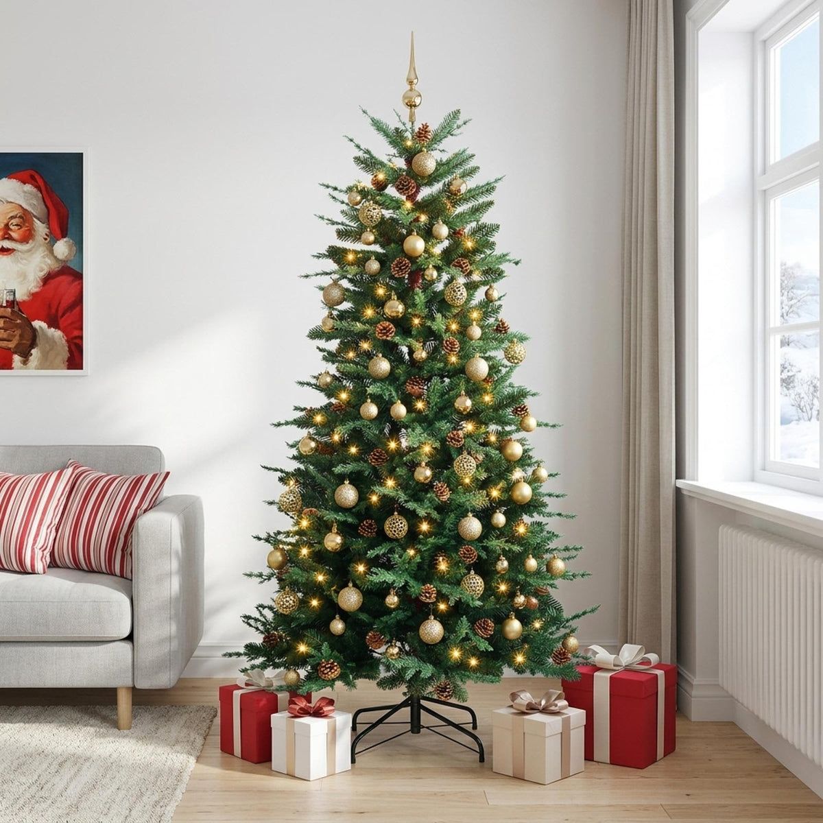 Artificial Christmas Tree with Bauble 210 cm 300 LEDs