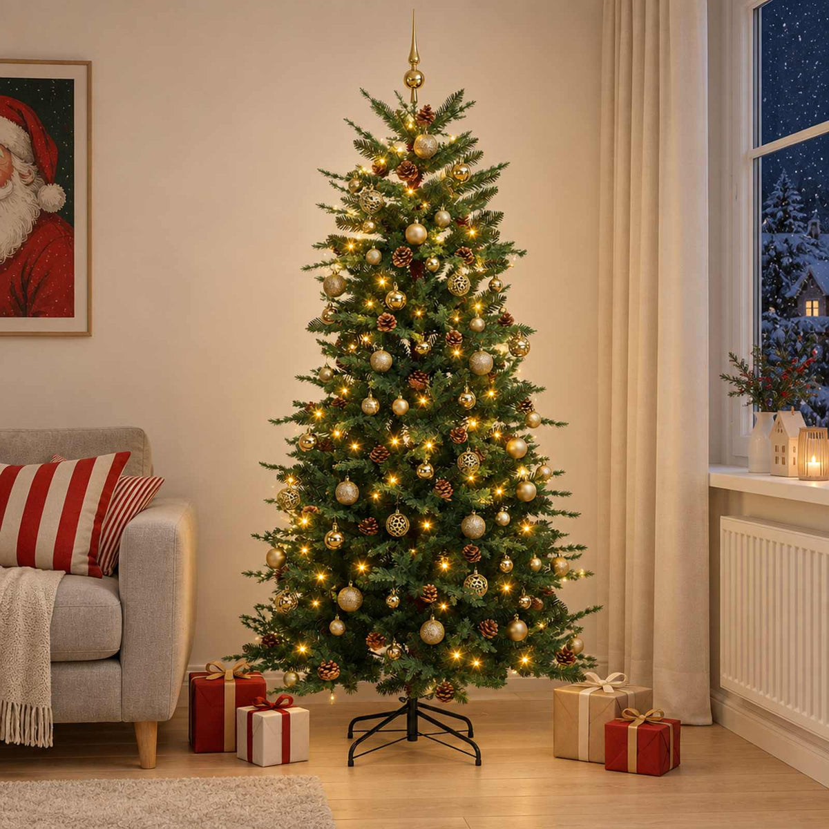 Artificial Christmas Tree with Bauble 210 cm 300 LEDs