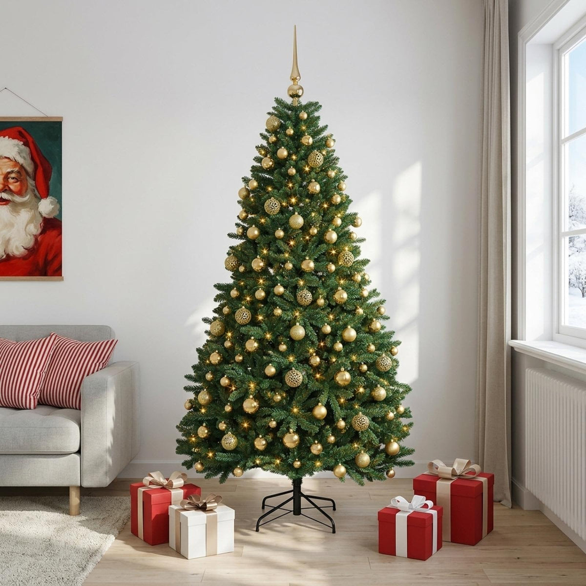 Artificial Christmas Tree Mid-green with Bauble 240 cm 300 LEDs