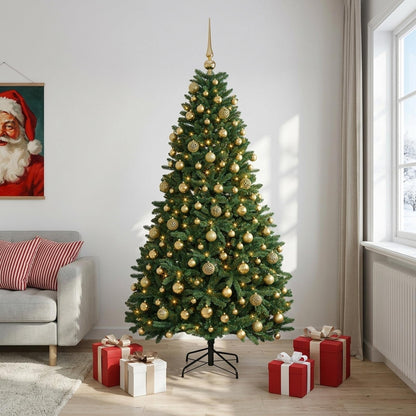 Artificial Christmas Tree Mid-green with Bauble 240 cm 300 LEDs