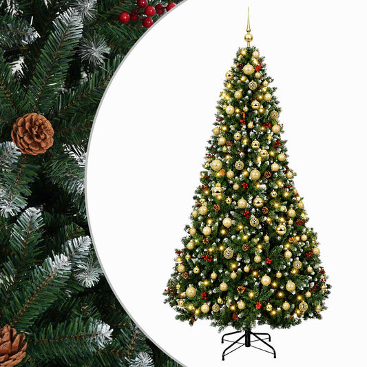Artificial Christmas tree with ornaments 180 cm 300 LEDs