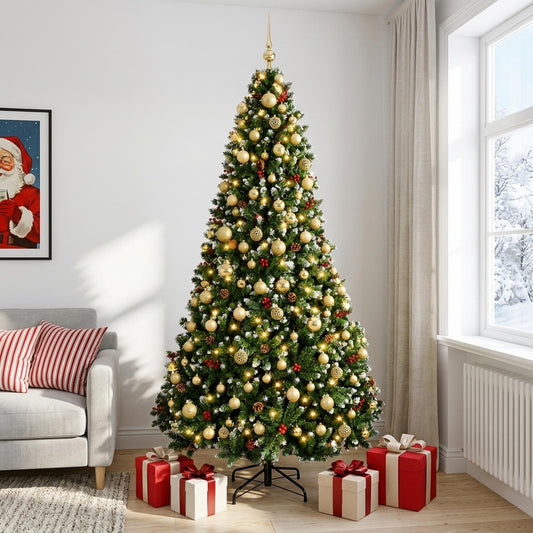 Artificial Christmas Tree Green with Baubles 240 cm 300 LEDs