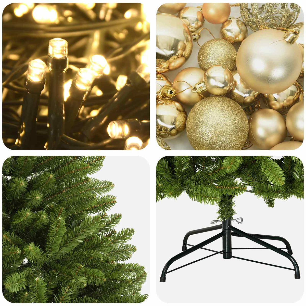 Light Green Artificial Christmas Tree with Ornaments 210 cm