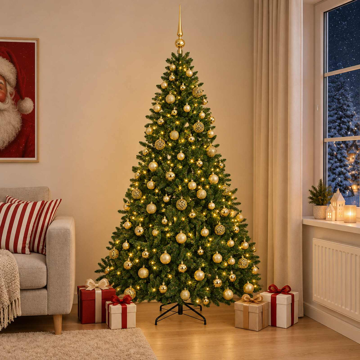 Artificial Christmas Tree Light Green with Baubles 240 cm
