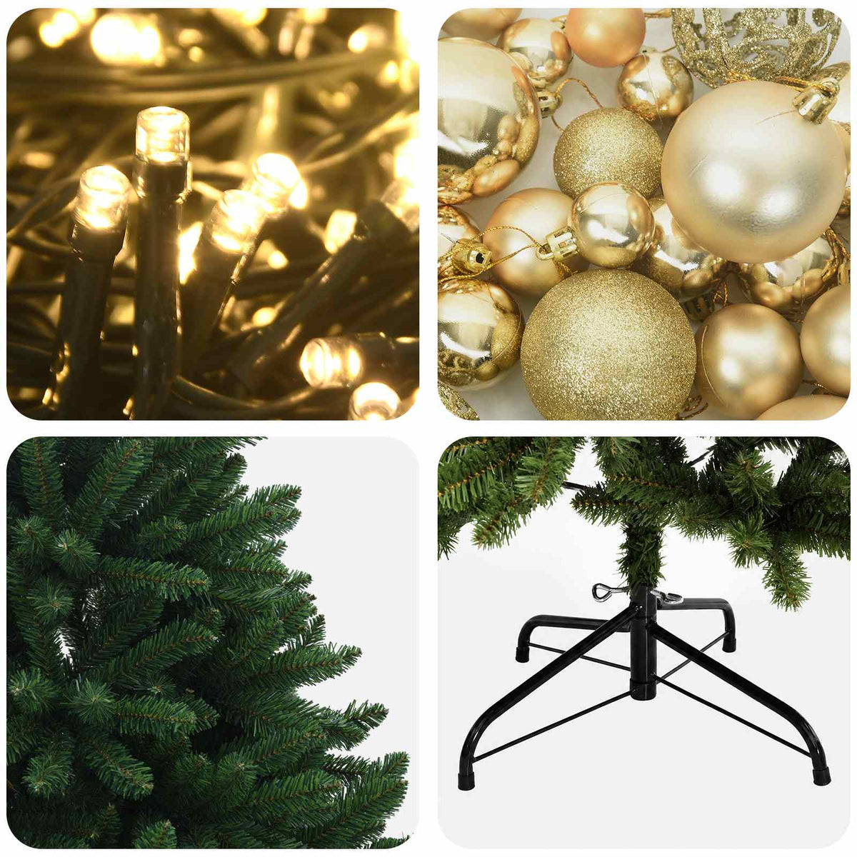 Artificial Christmas Tree Mid-green with Ornament 210 cm