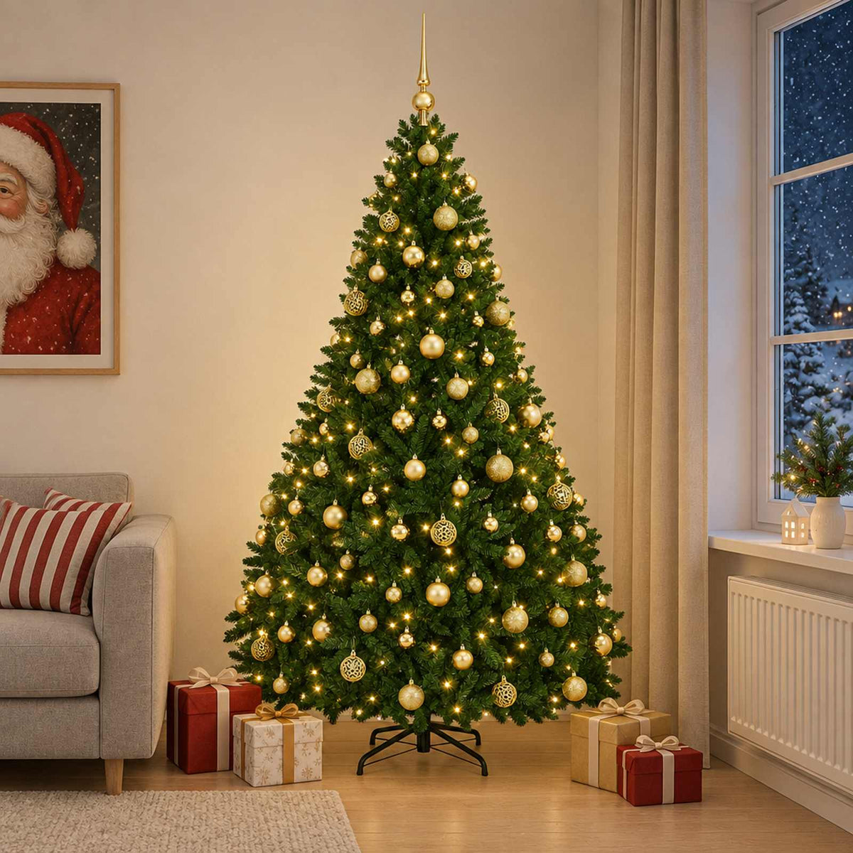 Artificial Christmas Tree Mid-green with Ornament 240 cm