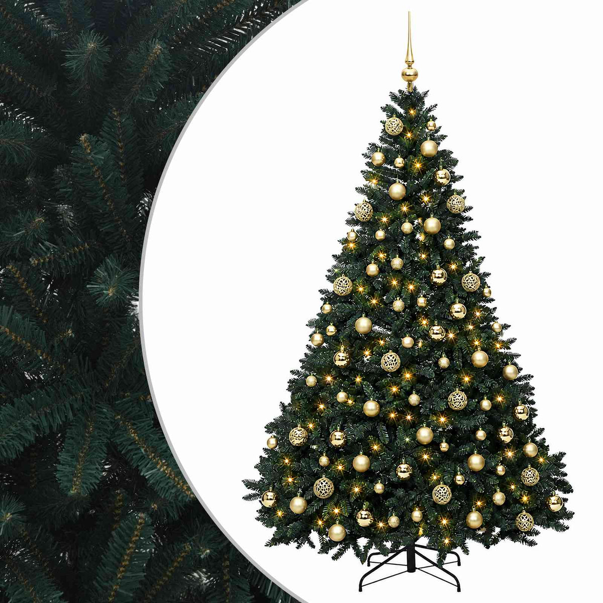 Artificial Dark Green Christmas Tree with Baubles 180 cm